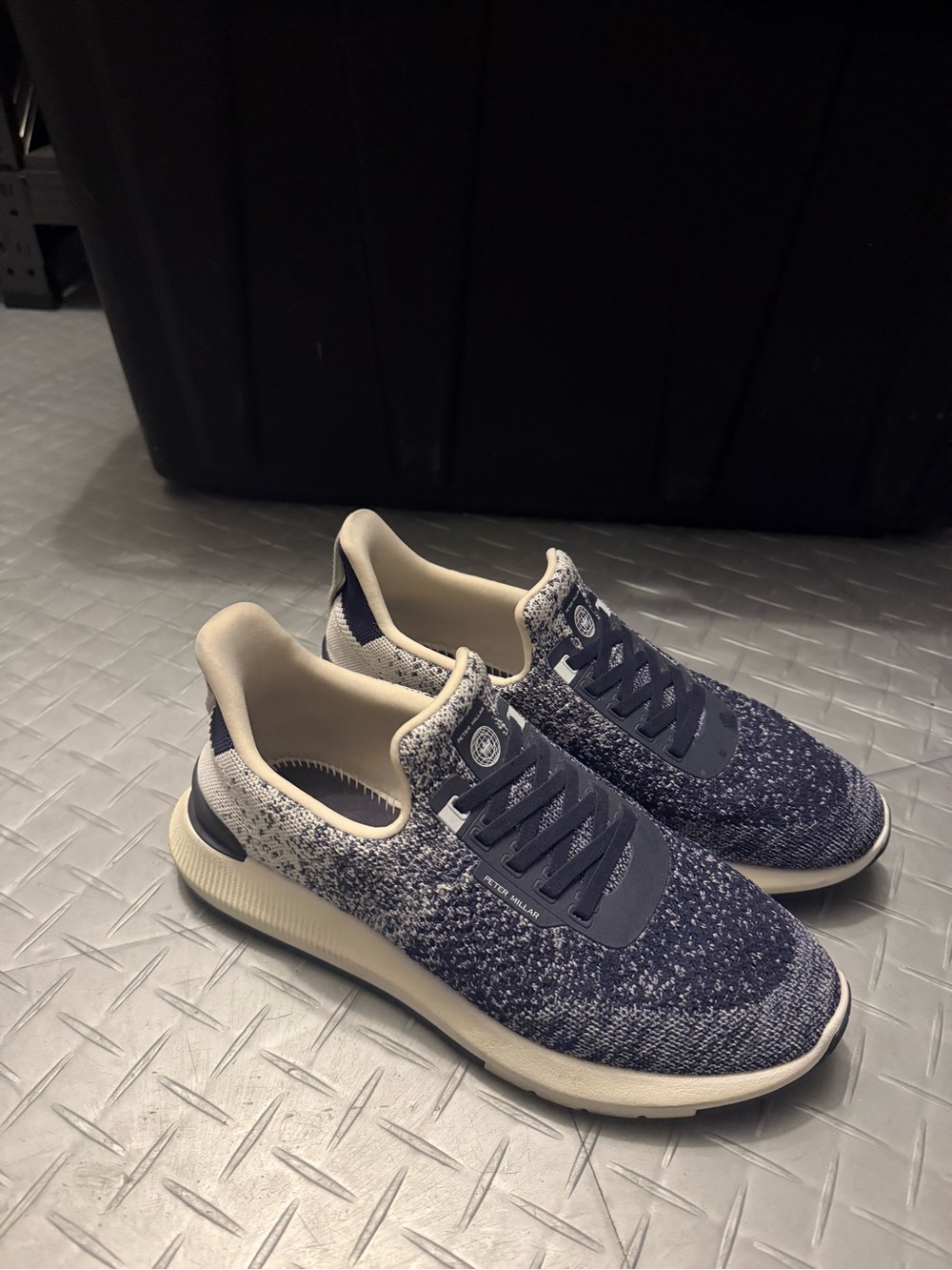 Peter Millar Knit Sneakers in Navy and Cream